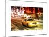 Snowstorm on 42nd Street in Times Square with Yellow Cab by Night-Philippe Hugonnard-Mounted Art Print