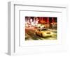 Snowstorm on 42nd Street in Times Square with Yellow Cab by Night-Philippe Hugonnard-Framed Art Print