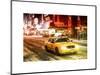 Snowstorm on 42nd Street in Times Square with Yellow Cab by Night-Philippe Hugonnard-Mounted Art Print