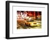 Snowstorm on 42nd Street in Times Square with Yellow Cab by Night-Philippe Hugonnard-Framed Art Print