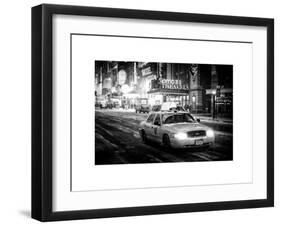 Snowstorm on 42nd Street in Times Square with Yellow Cab by Night-Philippe Hugonnard-Framed Art Print