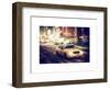 Snowstorm on 42nd Street in Times Square with Yellow Cab by Night-Philippe Hugonnard-Framed Art Print