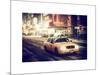 Snowstorm on 42nd Street in Times Square with Yellow Cab by Night-Philippe Hugonnard-Mounted Art Print