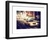 Snowstorm on 42nd Street in Times Square with Yellow Cab by Night-Philippe Hugonnard-Framed Art Print