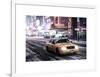 Snowstorm on 42nd Street in Times Square with Yellow Cab by Night-Philippe Hugonnard-Framed Art Print