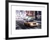 Snowstorm on 42nd Street in Times Square with Yellow Cab by Night-Philippe Hugonnard-Framed Art Print