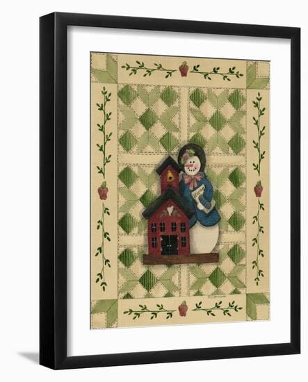 Snowwoman Teacher with Schoolhouse-Debbie McMaster-Framed Giclee Print