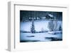 Snowy Alpine House and Frozen River in the Woods-topdeq-Framed Photographic Print