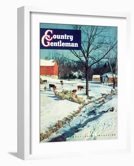 "Snowy Barnyard," Country Gentleman Cover, February 1, 1948-J.c. Allen-Framed Giclee Print