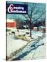 "Snowy Barnyard," Country Gentleman Cover, February 1, 1948-J.c. Allen-Stretched Canvas