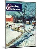 "Snowy Barnyard," Country Gentleman Cover, February 1, 1948-J.c. Allen-Mounted Giclee Print