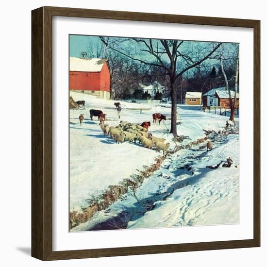 "Snowy Barnyard,"February 1, 1948-J.c. Allen-Framed Giclee Print