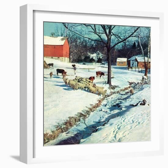 "Snowy Barnyard,"February 1, 1948-J.c. Allen-Framed Giclee Print