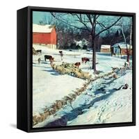 "Snowy Barnyard,"February 1, 1948-J.c. Allen-Framed Stretched Canvas