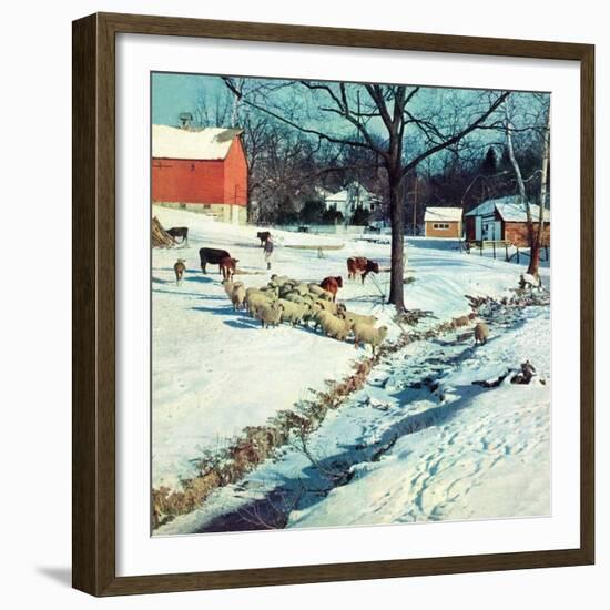 "Snowy Barnyard,"February 1, 1948-J.c. Allen-Framed Giclee Print
