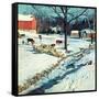"Snowy Barnyard,"February 1, 1948-J.c. Allen-Framed Stretched Canvas