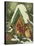 Snowy Birdhouse-William Vanderdasson-Stretched Canvas