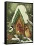 Snowy Birdhouse-William Vanderdasson-Framed Stretched Canvas