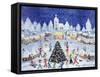 Snowy Christmas in a Village Square, 1991-Gordana Delosevic-Framed Stretched Canvas