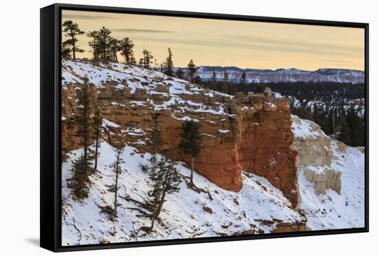 Snowy Cliffs of the Rim Lit by Weak Winter's Late Afternoon Sun-Eleanor Scriven-Framed Stretched Canvas