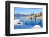 Snowy Covered Lake Tahoe Shore-null-Framed Art Print