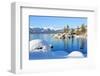 Snowy Covered Lake Tahoe Shore-null-Framed Art Print