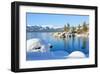 Snowy Covered Lake Tahoe Shore-null-Framed Art Print