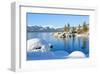 Snowy Covered Lake Tahoe Shore-null-Framed Art Print