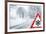 Snowy Curvy Road with Traffic Sign-trendobjects-Framed Photographic Print