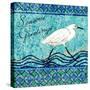 Snowy Egret Season's Greeting I-Nicholas Biscardi-Stretched Canvas