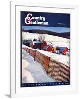 "Snowy Farm Scene," Country Gentleman Cover, February 1, 1949-Caroloa Rust-Framed Giclee Print