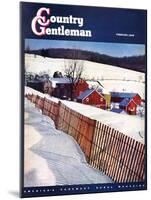 "Snowy Farm Scene," Country Gentleman Cover, February 1, 1949-Caroloa Rust-Mounted Giclee Print