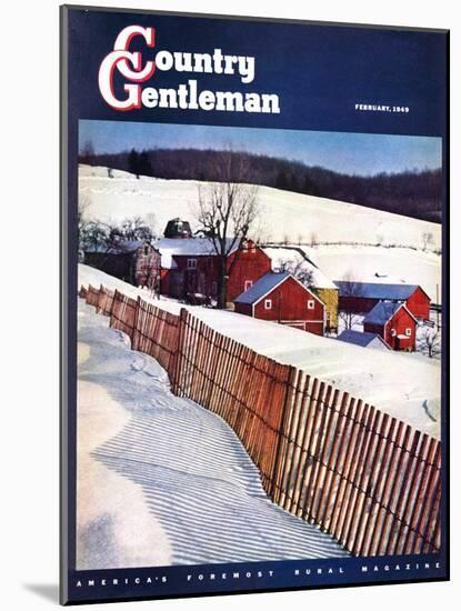 "Snowy Farm Scene," Country Gentleman Cover, February 1, 1949-Caroloa Rust-Mounted Giclee Print