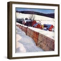 "Snowy Farm Scene,"February 1, 1949-Caroloa Rust-Framed Giclee Print