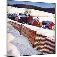 "Snowy Farm Scene,"February 1, 1949-Caroloa Rust-Mounted Giclee Print