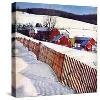 "Snowy Farm Scene,"February 1, 1949-Caroloa Rust-Stretched Canvas