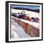 "Snowy Farm Scene,"February 1, 1949-Caroloa Rust-Framed Giclee Print