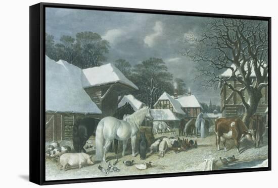 Snowy Farmyard-John Frederick Herring I-Framed Stretched Canvas