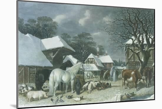 Snowy Farmyard-John Frederick Herring I-Mounted Giclee Print