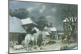 Snowy Farmyard-John Frederick Herring I-Mounted Giclee Print