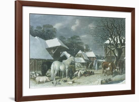 Snowy Farmyard-John Frederick Herring I-Framed Giclee Print