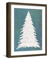 Snowy Fir Tree on Blue-Cora Niele-Framed Giclee Print