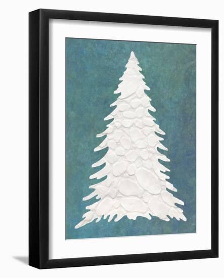 Snowy Fir Tree on Blue-Cora Niele-Framed Giclee Print