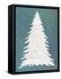 Snowy Fir Tree on Blue-Cora Niele-Framed Stretched Canvas