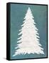 Snowy Fir Tree on Blue-Cora Niele-Framed Stretched Canvas