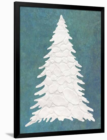 Snowy Fir Tree on Blue-Cora Niele-Framed Giclee Print