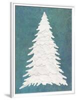 Snowy Fir Tree on Blue-Cora Niele-Framed Premium Giclee Print