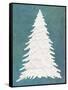 Snowy Fir Tree on Blue-Cora Niele-Framed Stretched Canvas