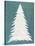 Snowy Fir Tree on Blue-Cora Niele-Stretched Canvas