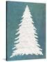 Snowy Fir Tree on Blue-Cora Niele-Stretched Canvas